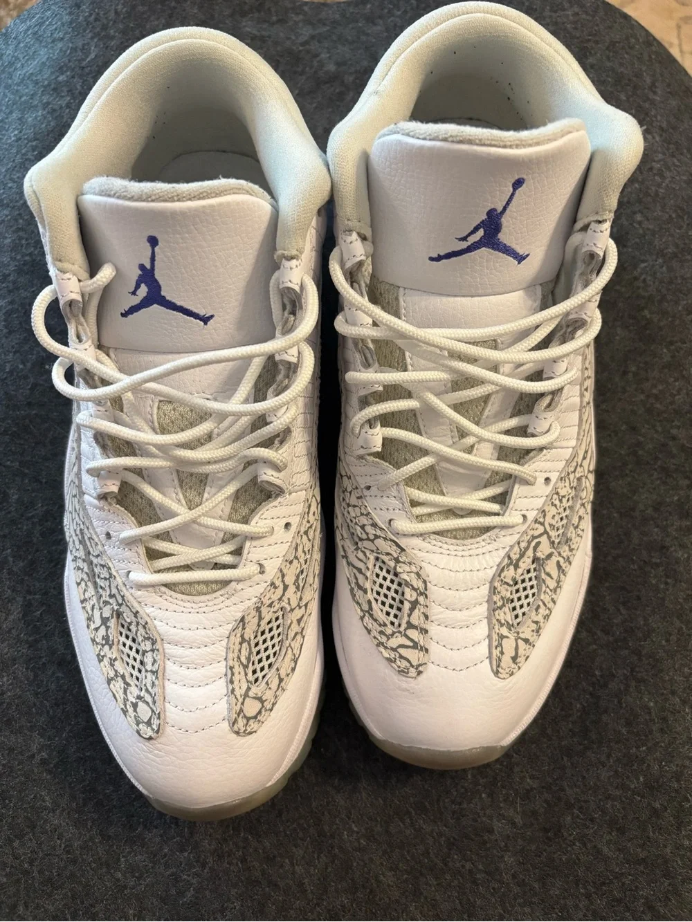 Jordan Low-Top Sneakers in White and Grey with Elephant Print